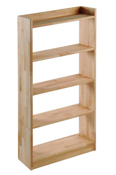 a wooden, open-backed bookcase